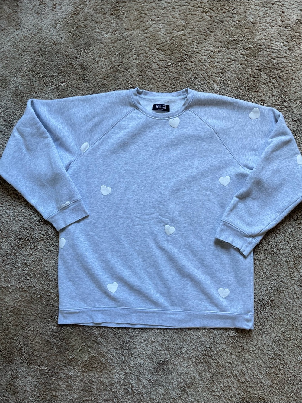 Brunette The Label Allover Heart Sweater Women’s Size M/L Fall Comfy Cabincore